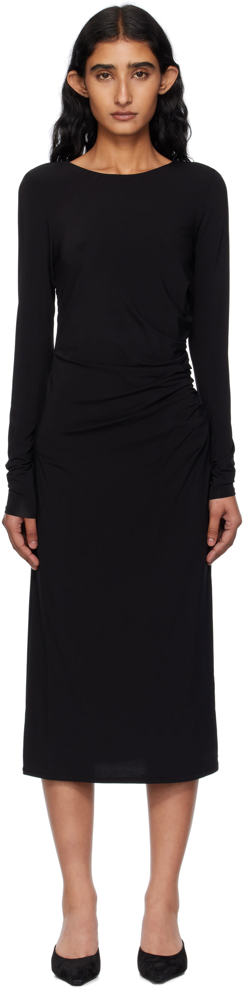 Obleke Max Mara Max Mara Zitto Midi Dress Črna | 2526626031600
