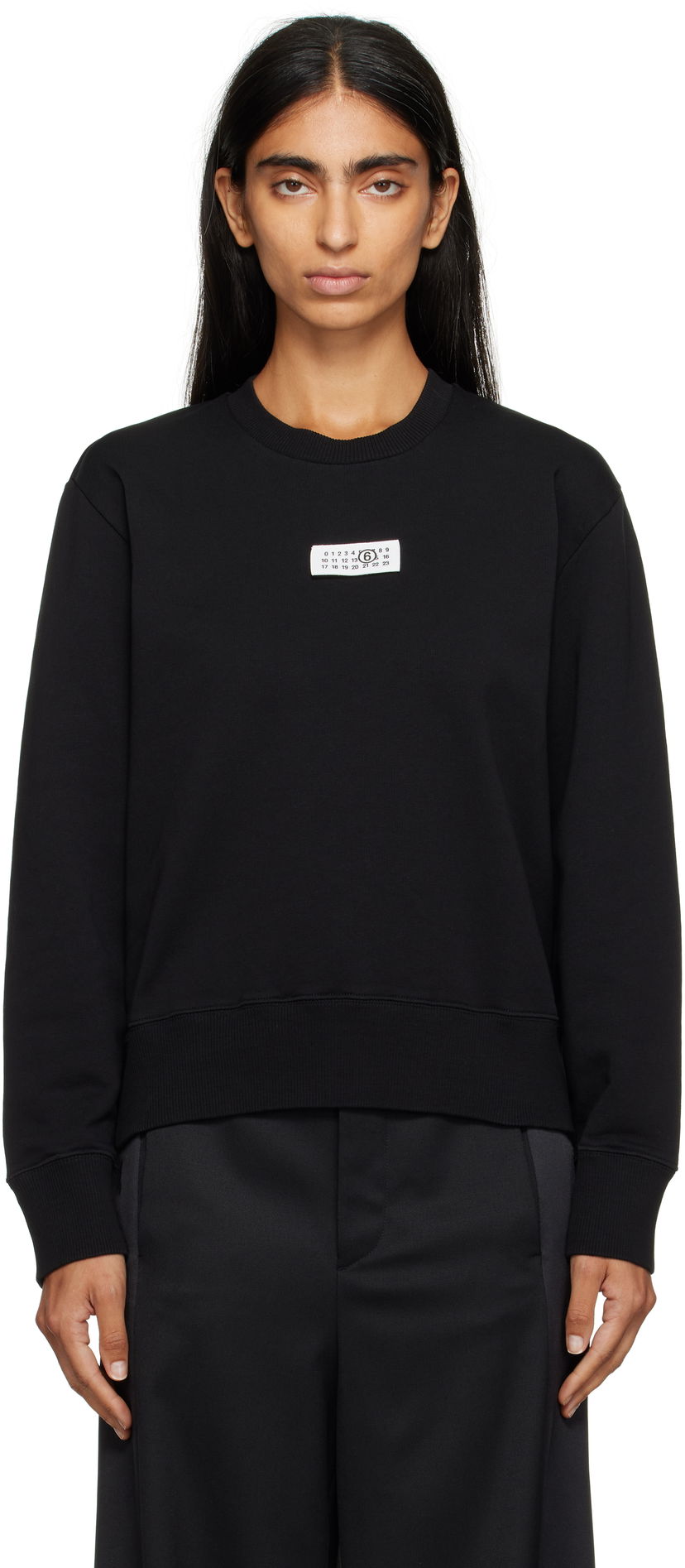 Pulover Maison Margiela MM6 Maison Margiela Logo Patch Sweatshirt Črna | S52GU0247 M25025