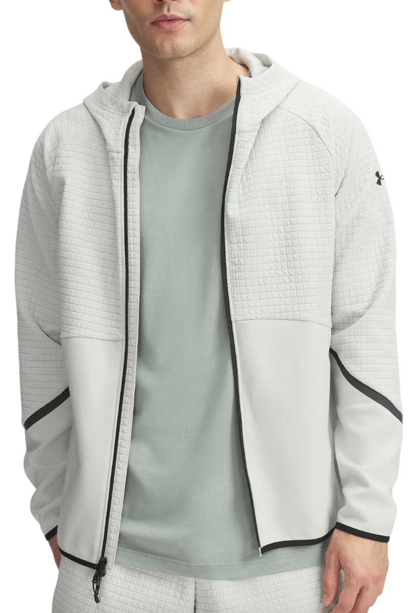 Pulover Under Armour Unstoppable Fleece Grid Full-Zip Hoodie Siva | 1386543-377