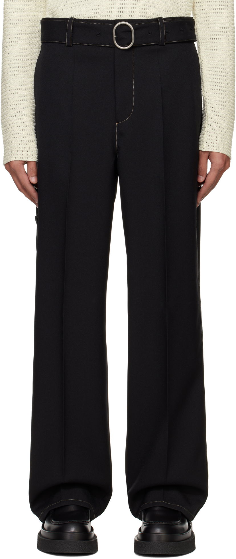 Hlače Jil Sander Jil Sander Belted Trousers Črna | J22KA0255_J70001