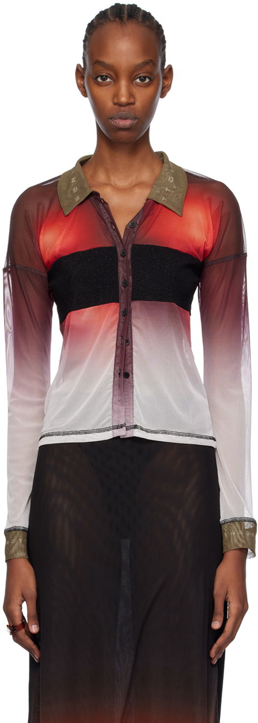 Polo majica Ottolinger Ottolinger Semi-Sheer Long Sleeve Polo Rdeča | 103401
