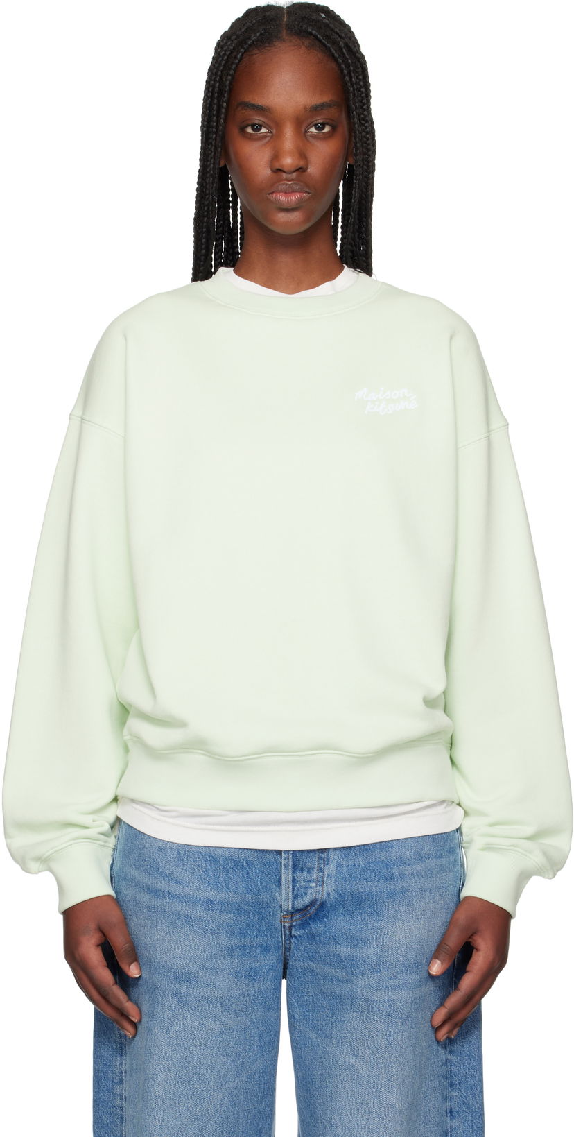Pleteni pulover MAISON KITSUNÉ Maison Kitsuné Handwriting Comfort Sweatshirt Zelena | MW00314KM0321
