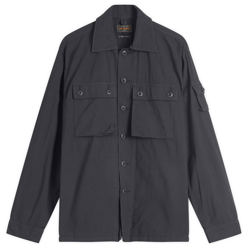 Srajce BEAMS Beams Plus Textured Ripstop Shirt Jacket, Size Large Siva | 3818-0641-791-79