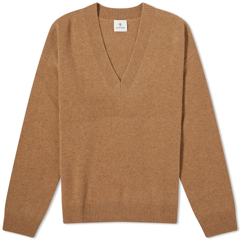Pleteni pulover Anine Bing Lee V-Neck Jumper Rjava | A-09-3280-200