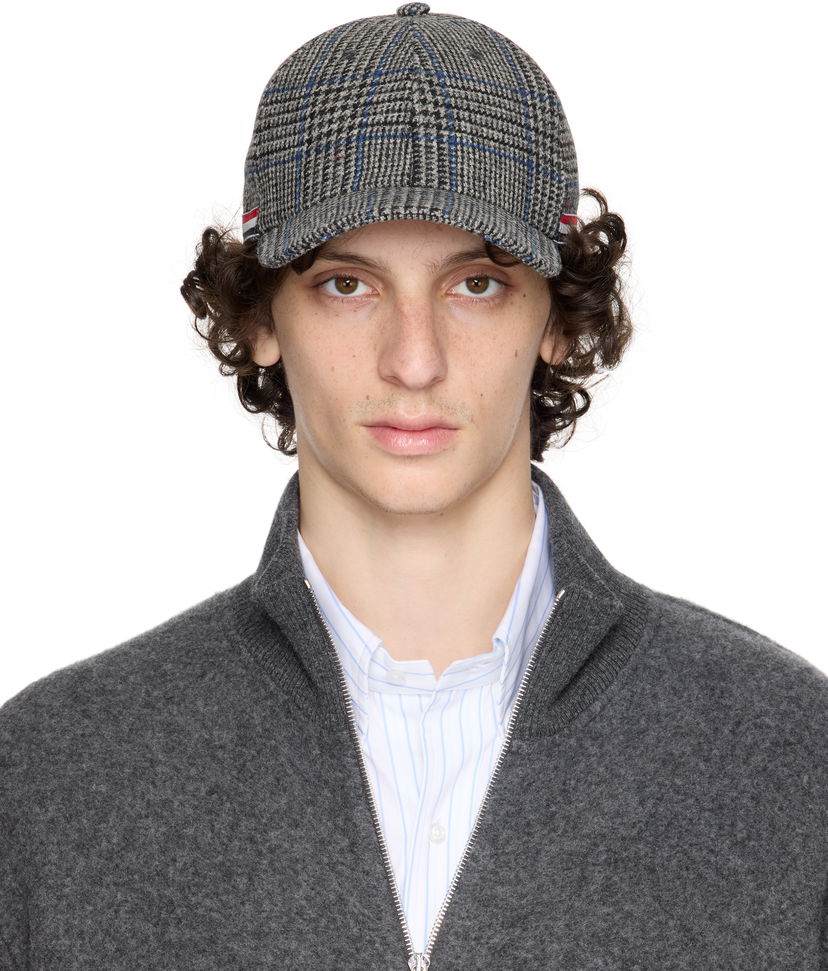 Kapa Thom Browne Thom Browne Prince of Wales Hunting Tweed Baseball Cap Siva | MHC328A-F0930