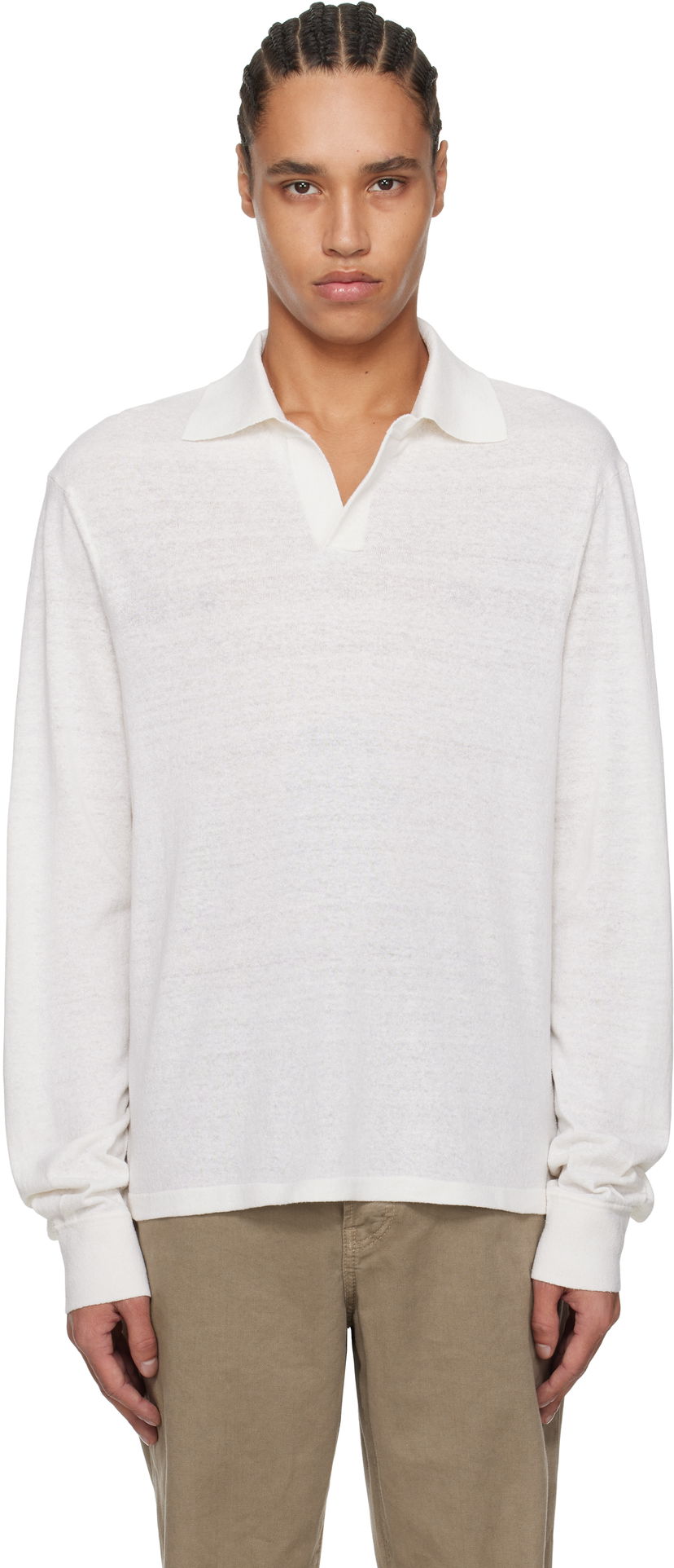 Polo majica The Row The Row Stafford Linen Polo Bela | 911-Y901