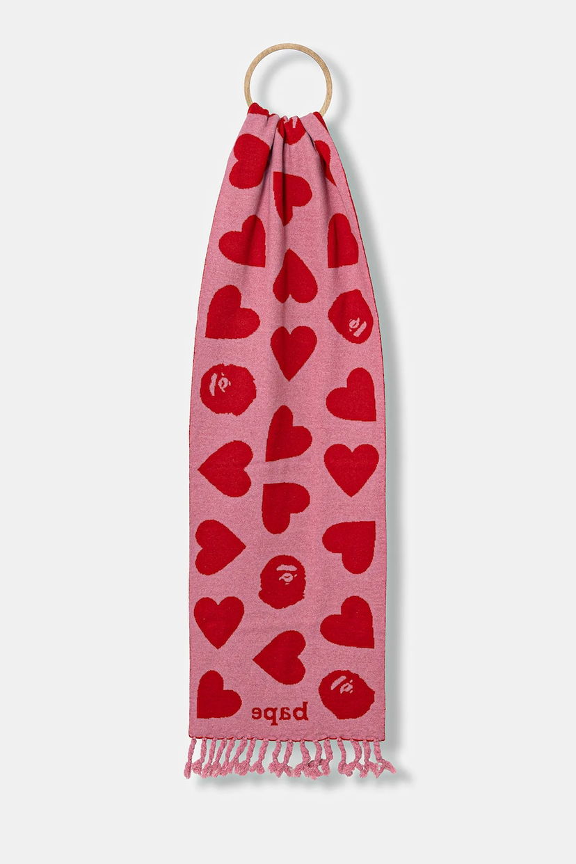 Šala BAPE A Bathing Ape I Love Bape Wool Blend Scarf Roza | 1K80282001