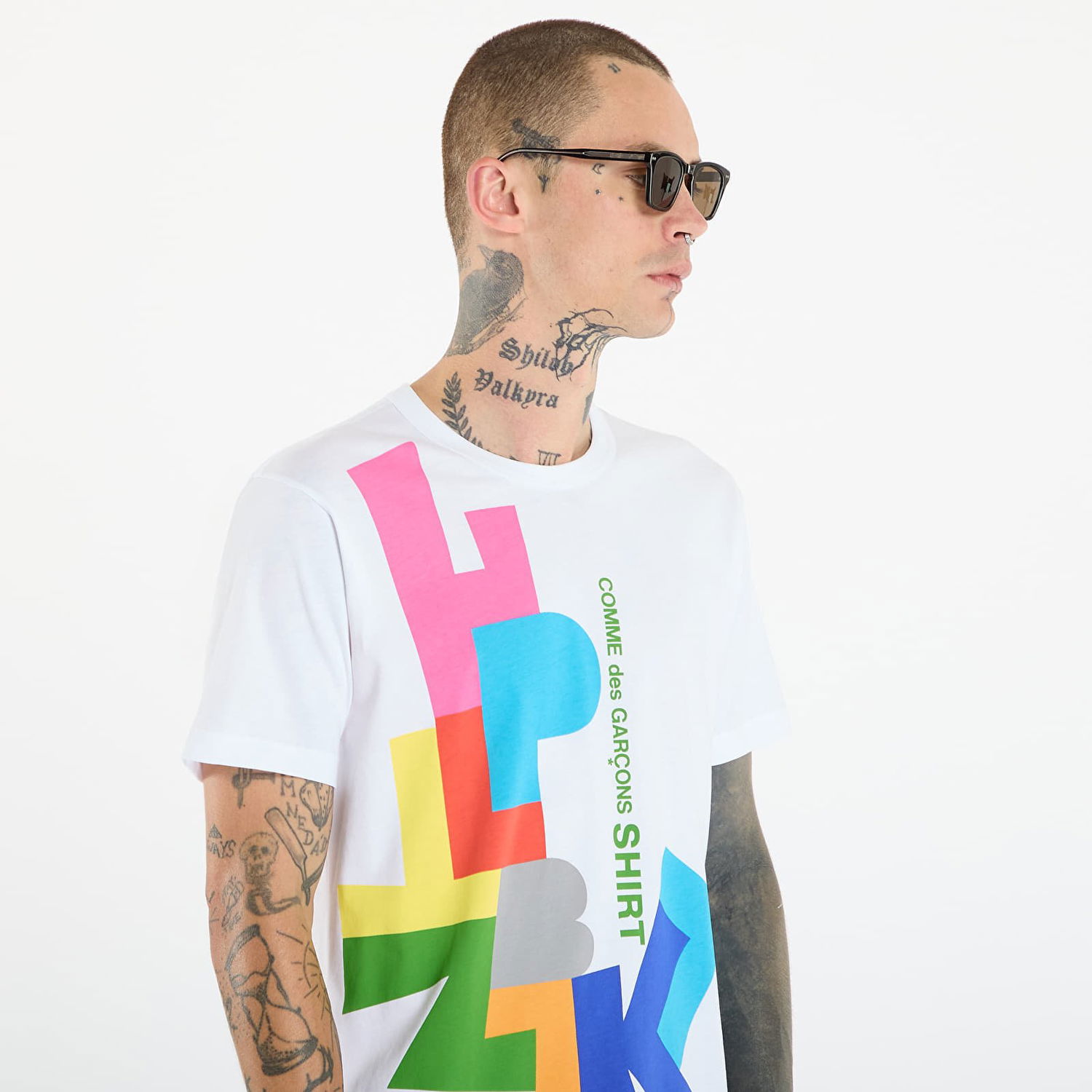 Majica Comme des Garçons Comme des Garçons SHIRT T-Shirt With Colorful Block Graphic Print Večbarvna | FP-T002-W25 White, 1