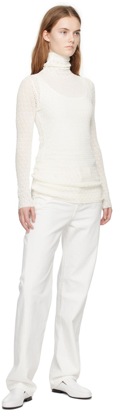 Pleteni pulover TOTEME TOTEME Semi-Sheer Turtleneck Bela | 242-WRT1776-YA0040, 3