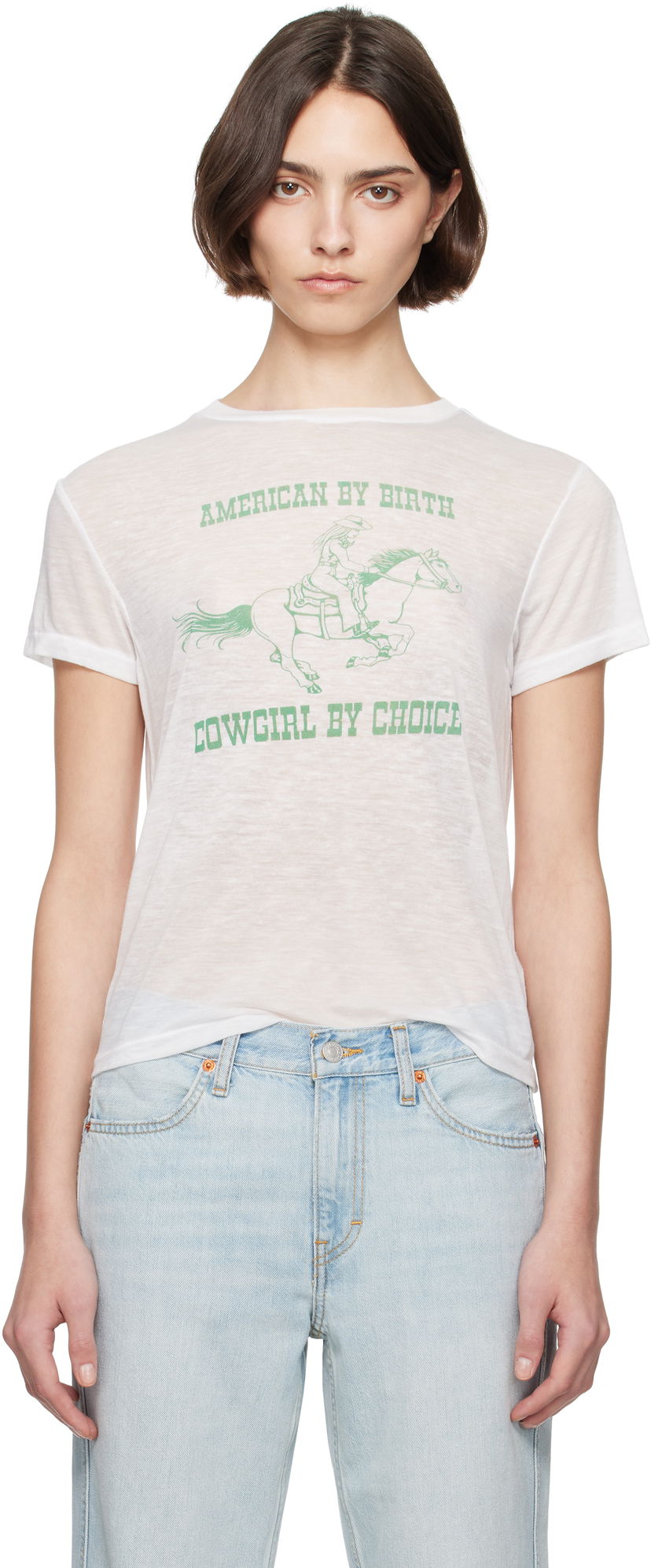 Majica RE/DONE Re/Done Classic Burnout 'Cowgirl' T-Shirt Bela | 792-02WCGT334