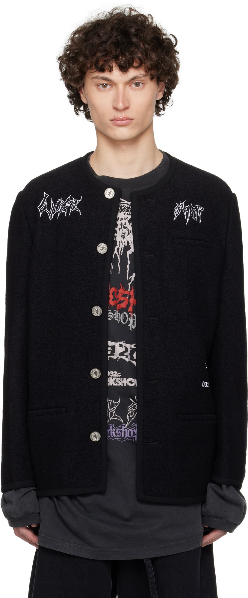 Jakna 032C Ghost Writer Wool Jacket Črna | S25-MRW-1701-000