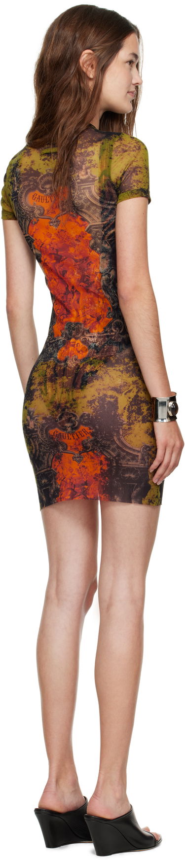 Obleke Jean Paul Gaultier Jean Paul Gaultier 'The Médaillon' Mesh Graphic Minidress Večbarvna | 25/03-W-DR024-M006P-004115, 2
