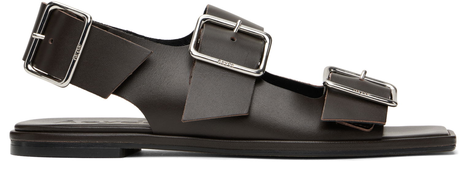 Oblačila Aeyde Aeyde Thekla Leather Slingback Sandals Rjava | A11-FS-BRNS08FL65-SS25-953-001, 0