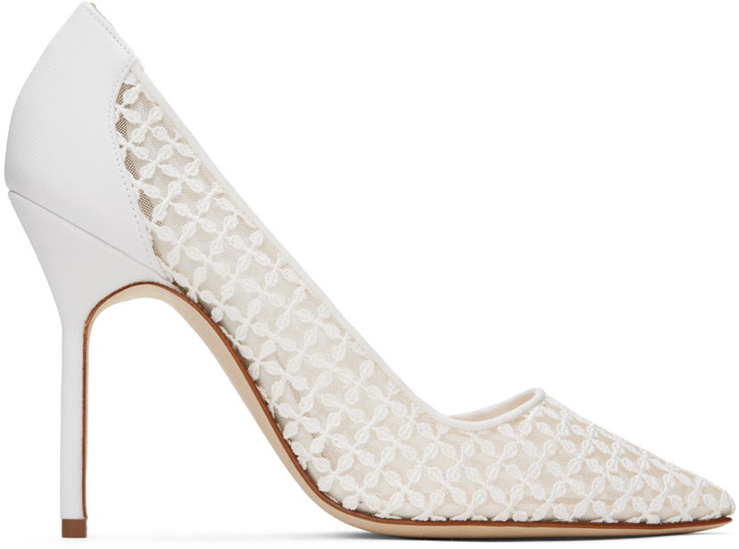 Modni dodatki Manolo Blahnik Manolo Blahnik BBLA Lace Pumps Bela | 423-1744