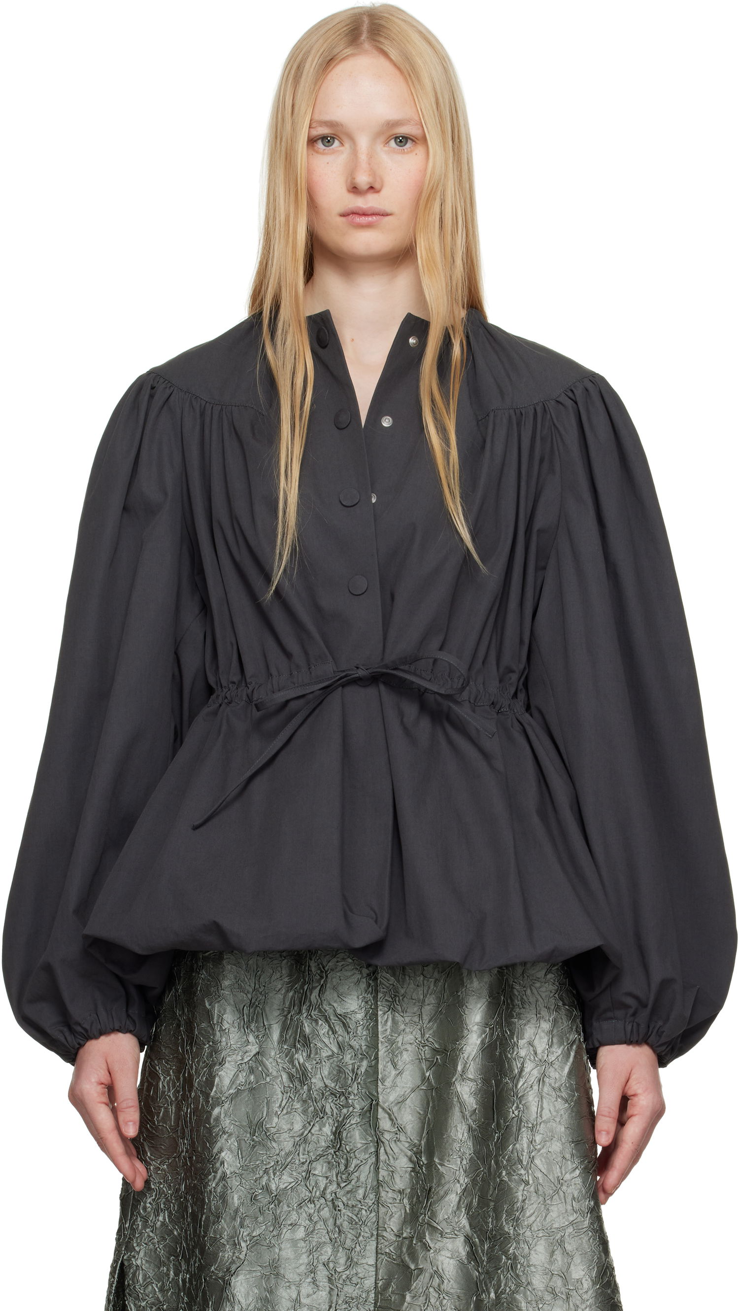 Srajce Dries Van Noten Dries Van Noten Drawstring Peplum Top Črna | 251-010501-1449, 0