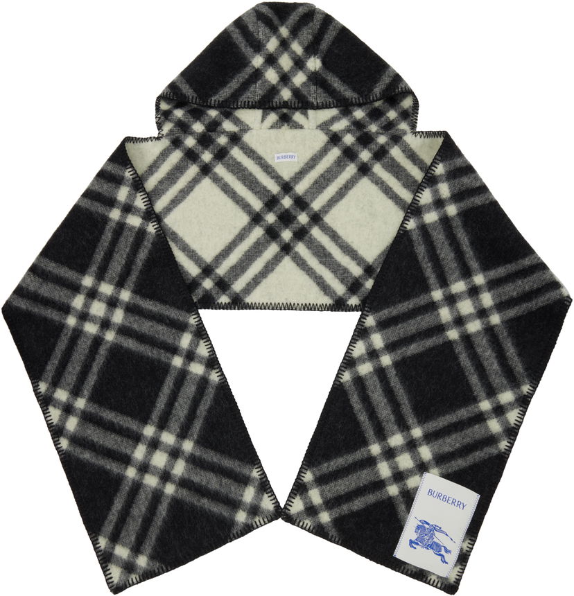 Šala Burberry Burberry Check Hooded Scarf Črna | 8115260