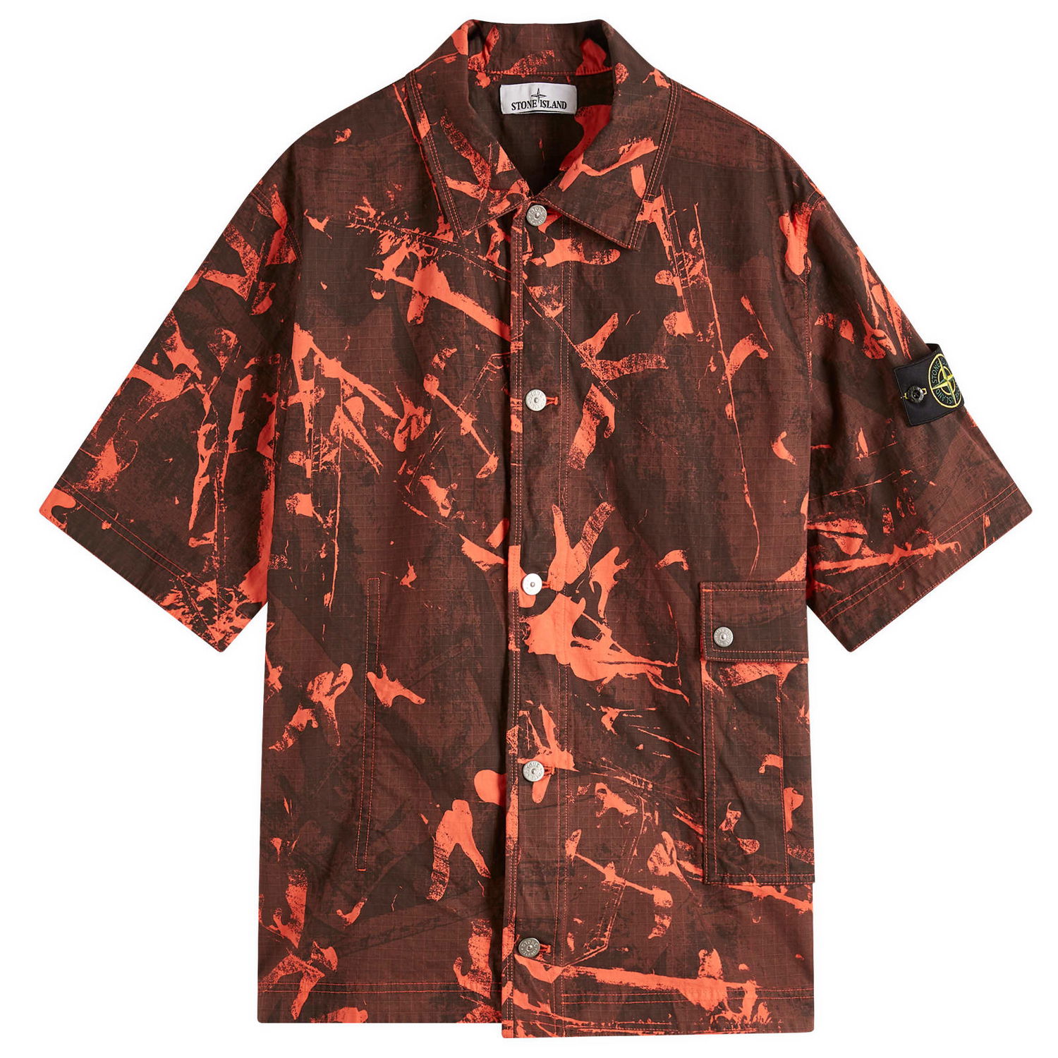 Srajce Stone Island Stone Island Scan Camo Ripstop-OVD Short Sleeve Shirt, Size Large Oranžna | K1S151100012-V0029, 0