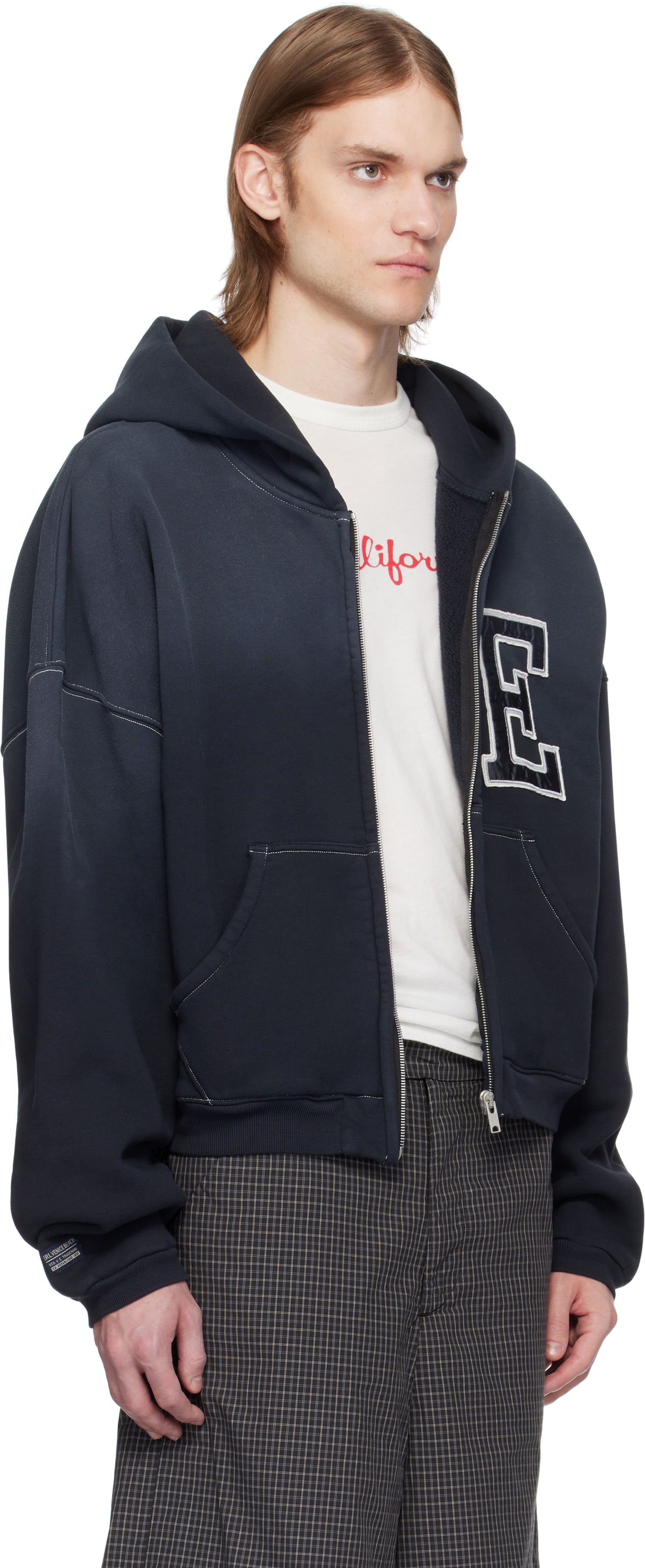 Pulover ERL ERL Varsity Oversized Zip-Up Hoodie Mornarica | ERL10T033, 1