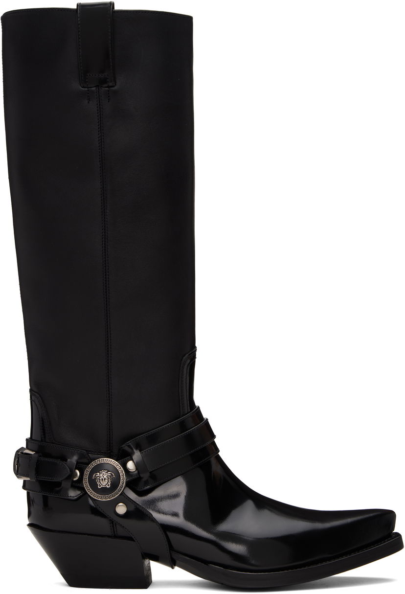 Oblačila Versace Versace Texano Knee-High Boots Črna | 1016746_1A12155_1B00I