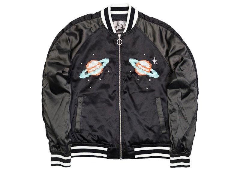 Bomber jakna BILLIONAIRE BOYS CLUB Billionaire Boys Club Pixelated Planets Satin Bomber Jacket Črna | 8718401BLK