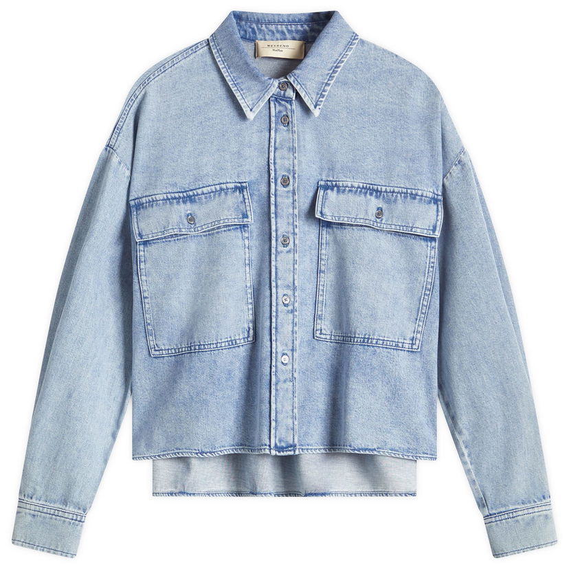 Srajce Max Mara Weekend Max Mara Zemira Cropped Denim Shirt Jacket Modra | 2515111151600