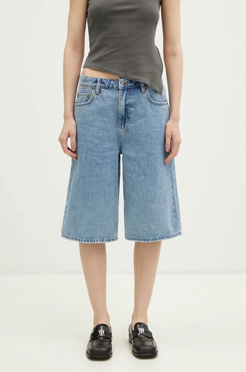 Kratke hlače Ksubi KSUBI Low Rider High Waist Long Denim Shorts Modra | WPS24WA012