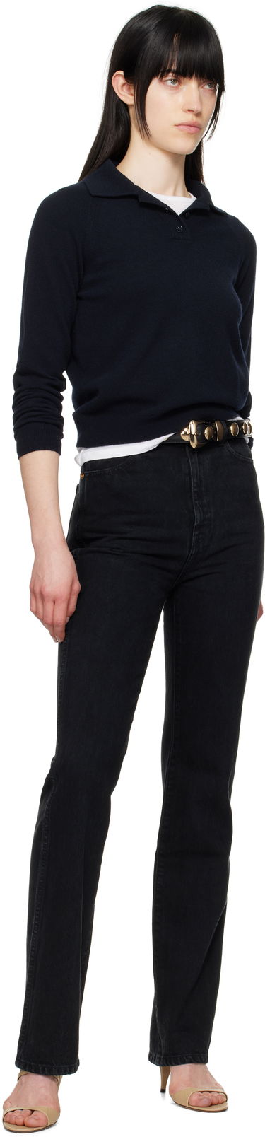 Pasovi Khaite Khaite Benny Studded Belt Črna | 10015-763, 2