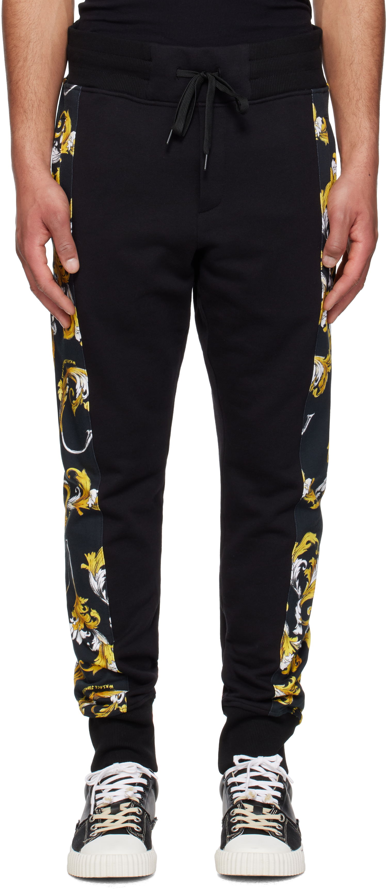 Trenirka Versace Versace Jeans Couture Graphic Trim Sweatpants Črna | E78GAA3C0_EFS189, 0