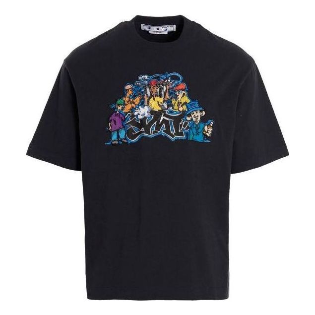 Majica Off-White Off-White Graffiti Print T-Shirt Črna | OMAA120F22JER0114684
