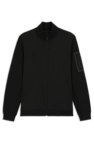 Jakna BOSS Thermoregulating Hybrid Jacket with Zipped Sleeve Pocket Črna | 50541951