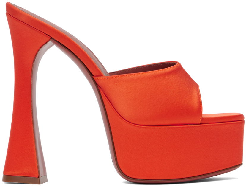 Nega čevljev Amina Muaddi Amina Muaddi Dalida Heeled Satin Platform Sandals Oranžna | DALIDA SANDAL PLATEAU SATIN