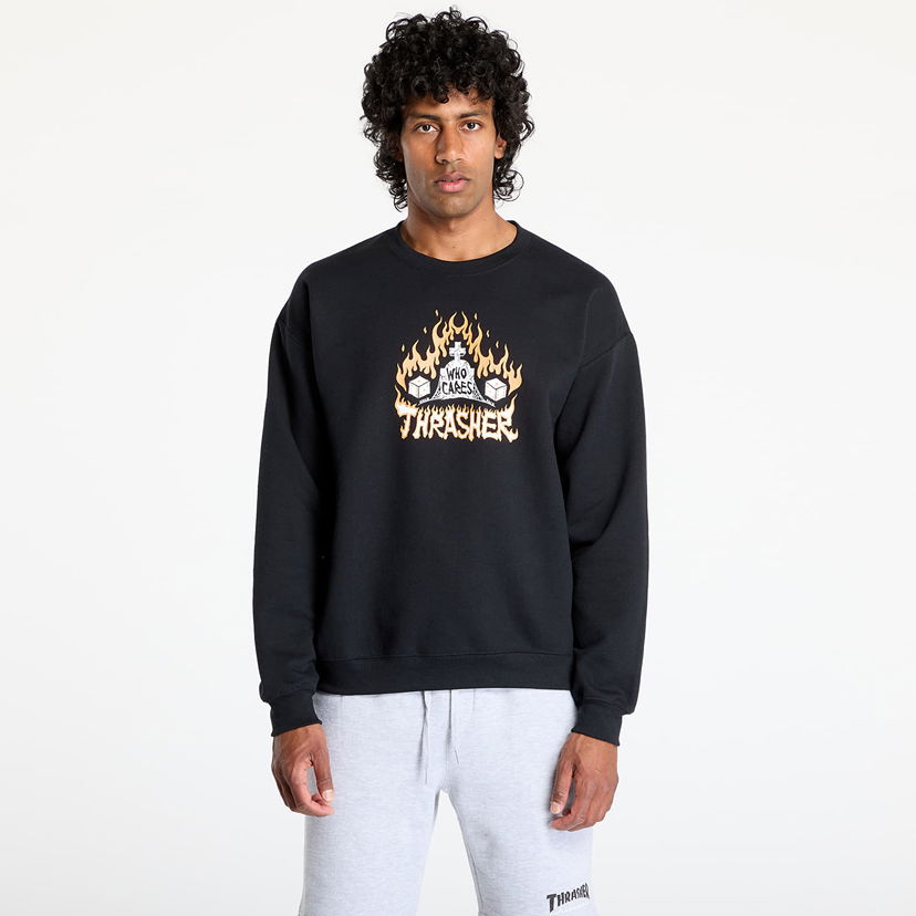 Pulover Thrasher Thrasher Who Cares by Neckface Crewneck Sweatshirt Črna | 145708