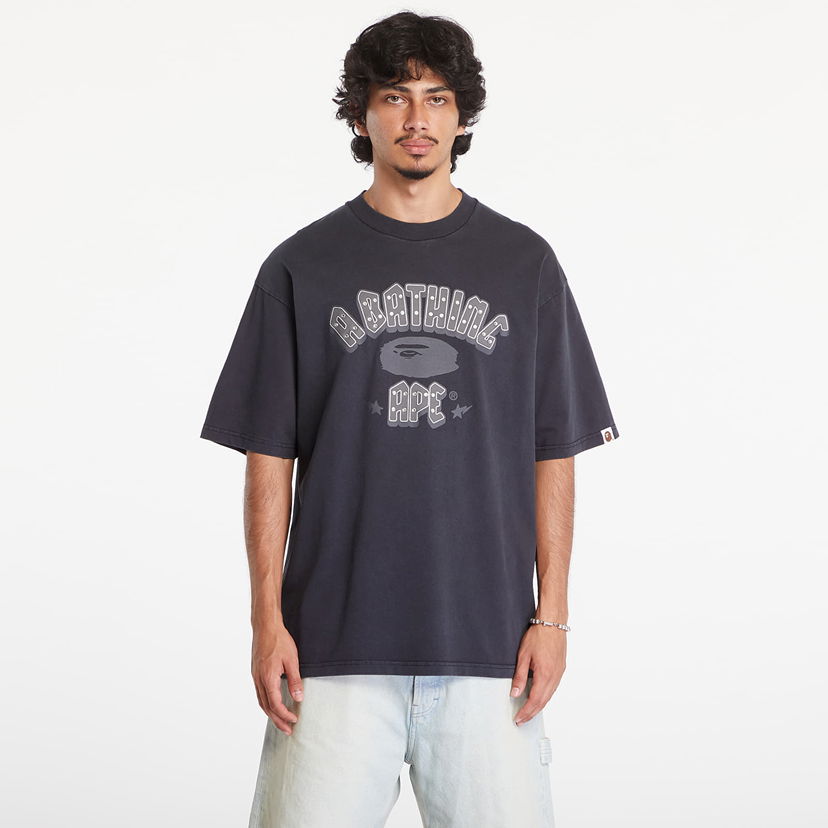 Majica BAPE A BATHING APE Garment Dye Rhinestone Logo Relaxed Fit Short Sleeve Tee Charcoal Siva | 001CSK801312M CHA