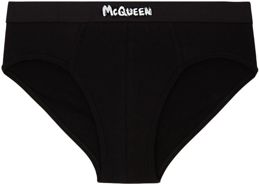 Spodnje perilo in nogavice Alexander McQueen Alexander McQueen Graffiti Briefs Črna | 7107514112Q