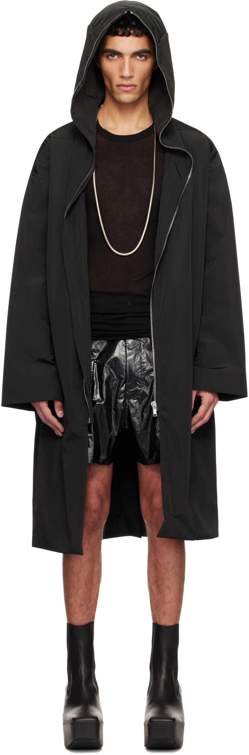Dežni plašč Rick Owens Rick Owens Hooded Gimp Coat Črna | RU01E5969 MB
