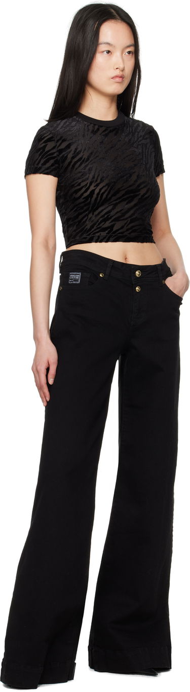Krop-top Versace Versace Jeans Couture Zebra Devoré Crop T-Shirt Črna | E78HAH602_EJ0191, 3