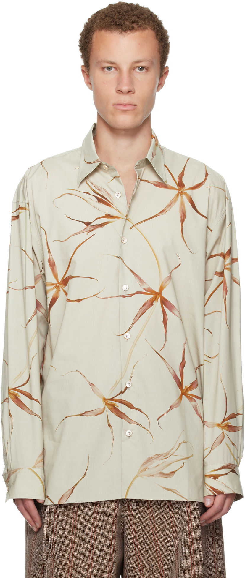 Srajce Dries Van Noten Dries Van Noten Loose Cotton Floral Print Shirt Bež | 252-020732-2005