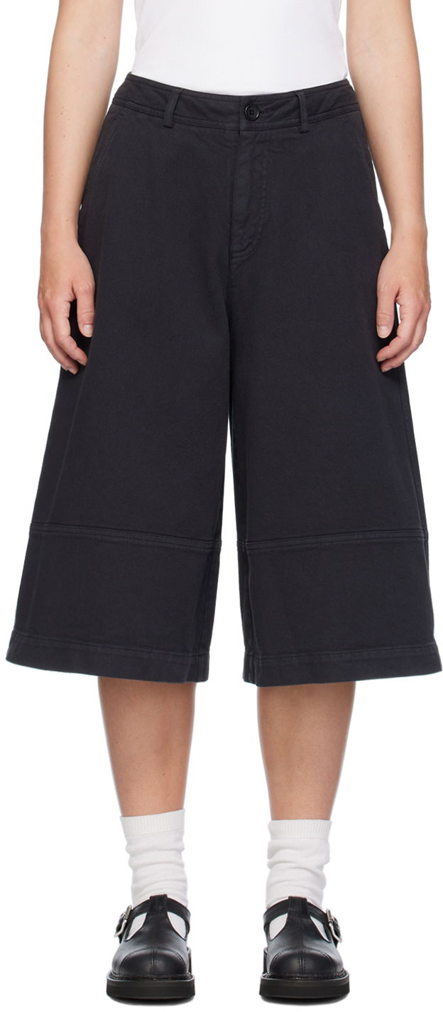 Kratke hlače YMC YMC Ezy Wide-Leg Cropped Trousers Mornarica | Q4WML