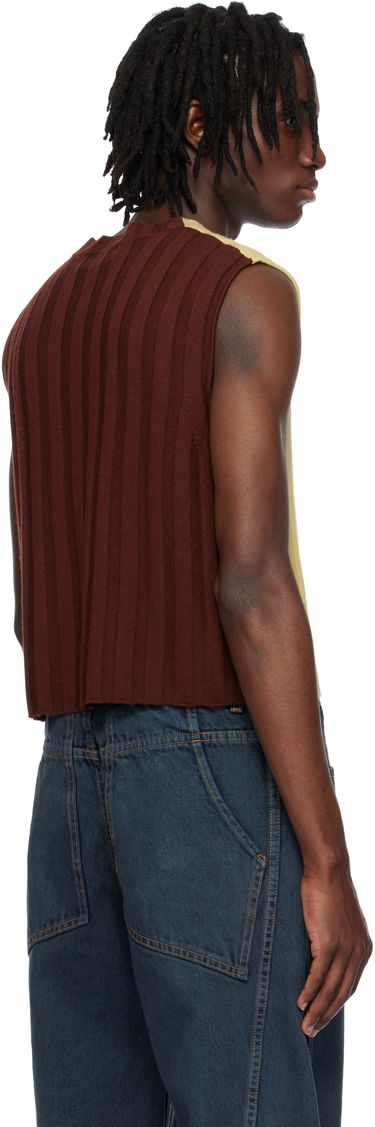 Pleteni pulover Eckhaus Latta Eckhaus Latta Knitted Cropped Vest Rumena | 8025-EL-PS25-DO - DOMINO, 2