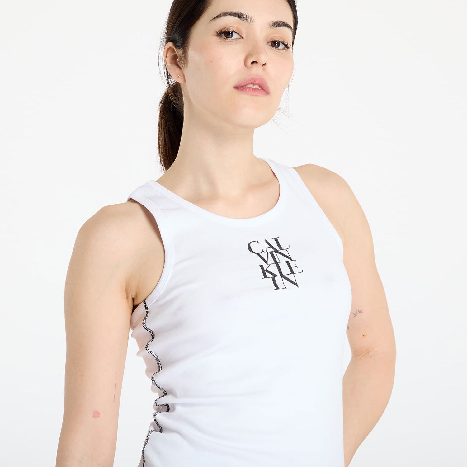 Majica brez rokavov CALVIN KLEIN Calvin Klein Jeans Cotton Rib Tank Top Bela | LV044C219G YAA, 1