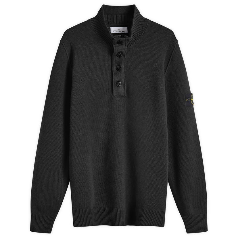 Pleteni pulover Stone Island Lambswool Quarter Button Knit Črna | 8115540A3-A0029