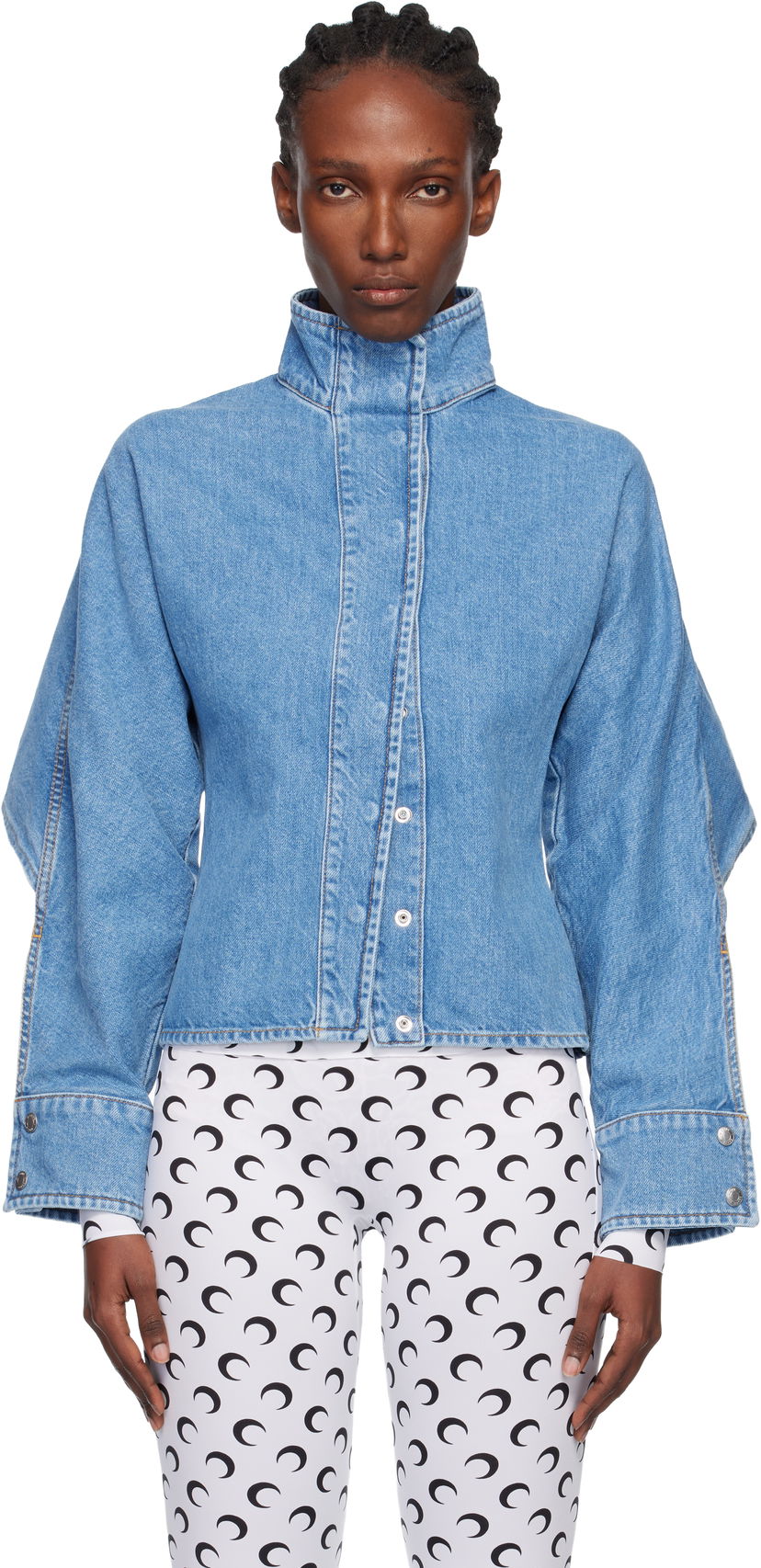 Jakna Marine Serre Moon Laser Wash Long Sleeve Denim Jacket Modra | WSI033ACDEN0002