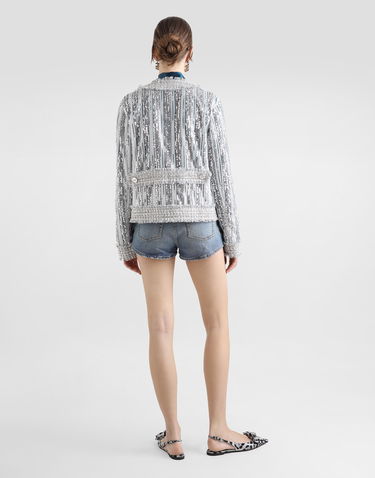 Jakna Dolce & Gabbana Dolce & Gabbana Tulle Gabbana Jacket with Sequin Embroidery Siva | F27DLTFLSKCS0998, 2