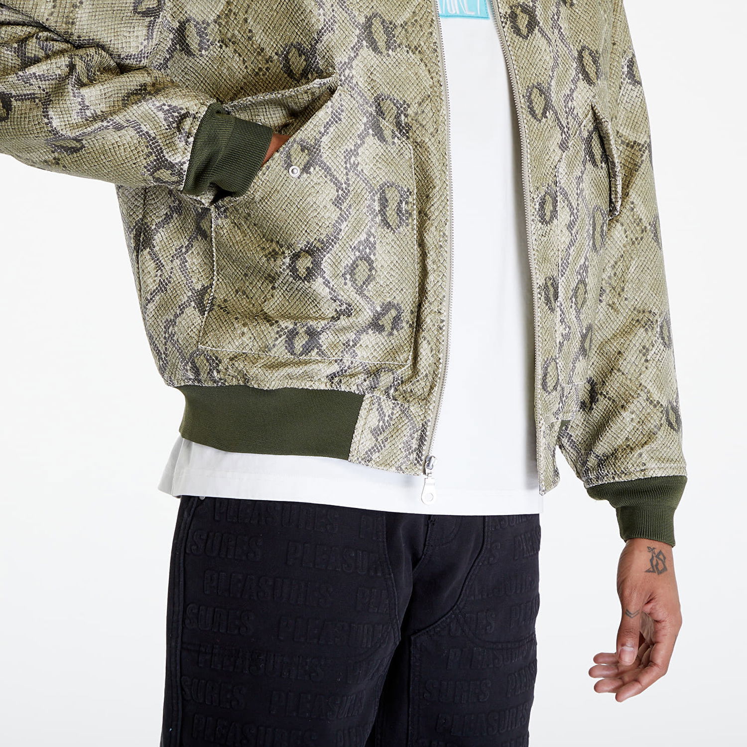 Jakna Pleasures Rattle Flight Jacket Zelena | P24SP013 GREEN, 1