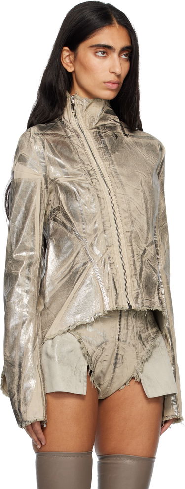 Jakna Rick Owens Concordians Naska Gary Metallic Crinkled Denim Jacket Kovinski | DS02E7703 SDPF, 1