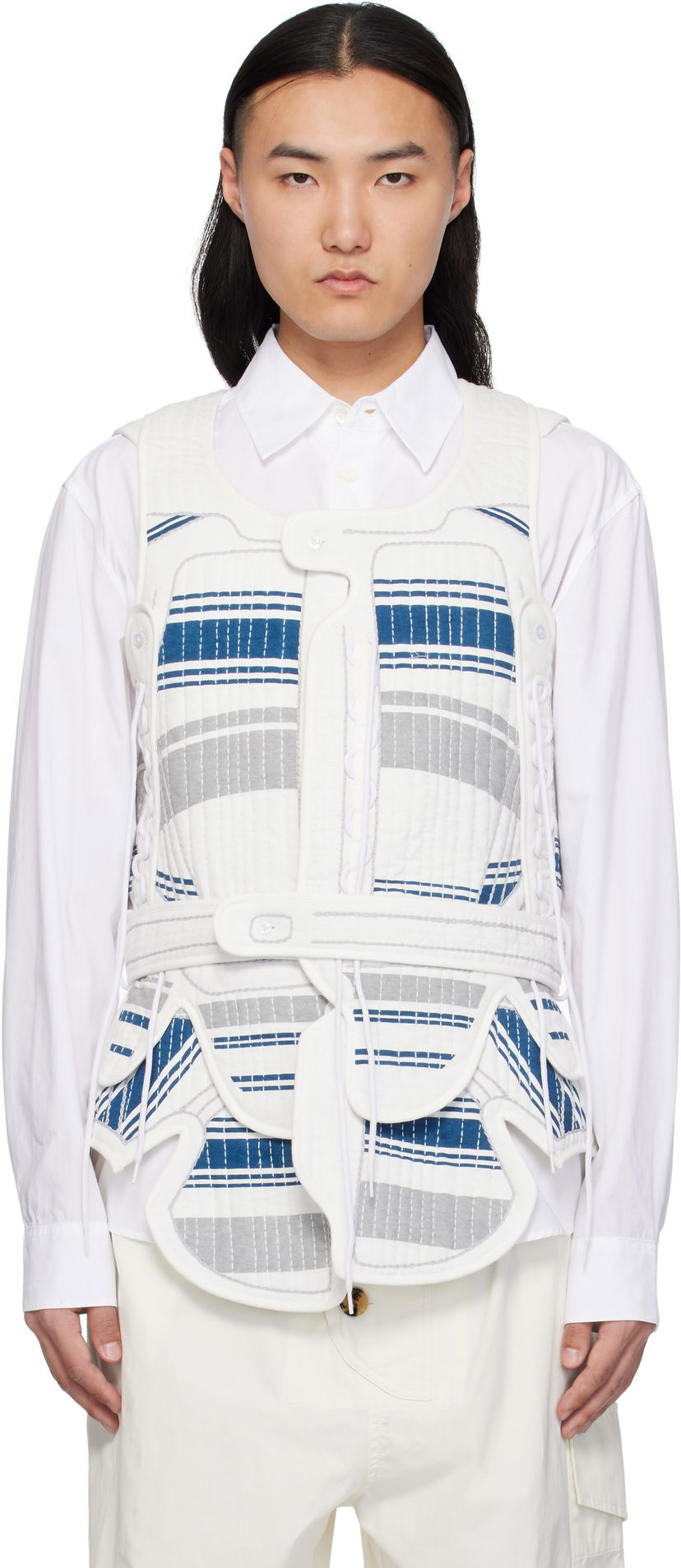 Telovnik Craig Green Craig Green Hand-Embroidered Harness Vest Bela | CGSS25CWOJKT85