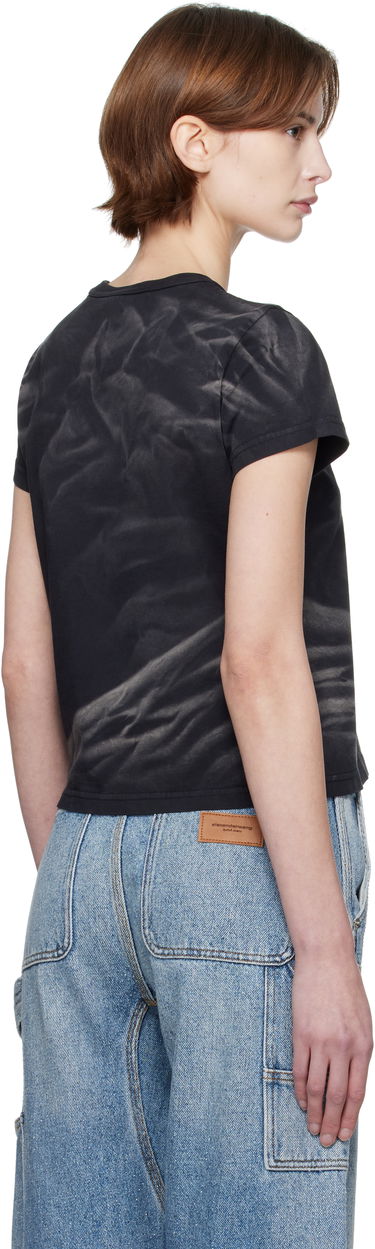 Majica Alexander Wang Alexander Wang Distressed Logo Shrunken T-Shirt Črna | 1CC1251990, 2