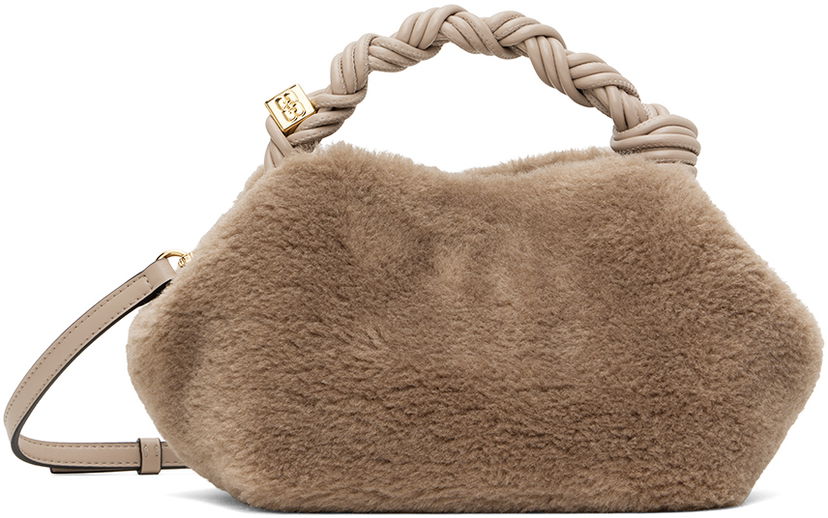 Torbica GANNI GANNI Small Bou Faux Fur Shoulder Bag Bež | A5378