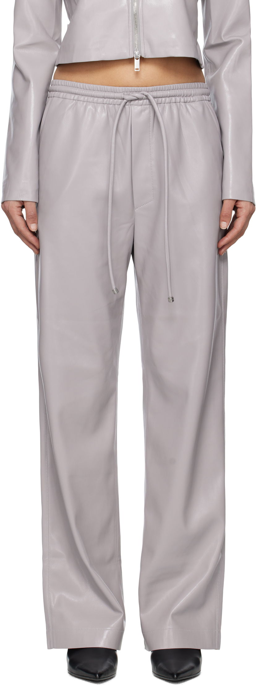 Hlače Nanushka Nanushka Calie Faux Leather Trousers Siva | NW25RSPA06492