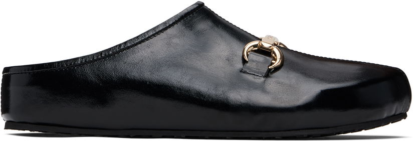 Modni dodatki Marine Serre Marine Serre Smooth Leather MS Slip-on Loafers Črna | MFW022A CLEA0004